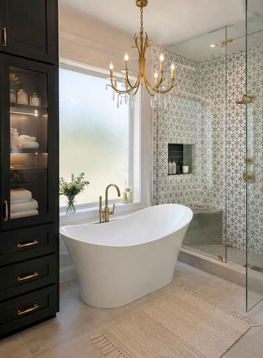 Brass and Mosaic Bath — residential interior design by Simoni Santamarina Studio
